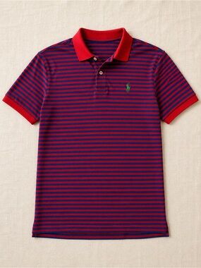 Polo Ralph Lauren Men’s Large Custom Fit Striped Polo Shirt Red Blue